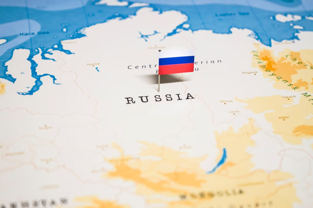 russia-pin-world-mapپرچم روسیه روی نقشه روسیه
