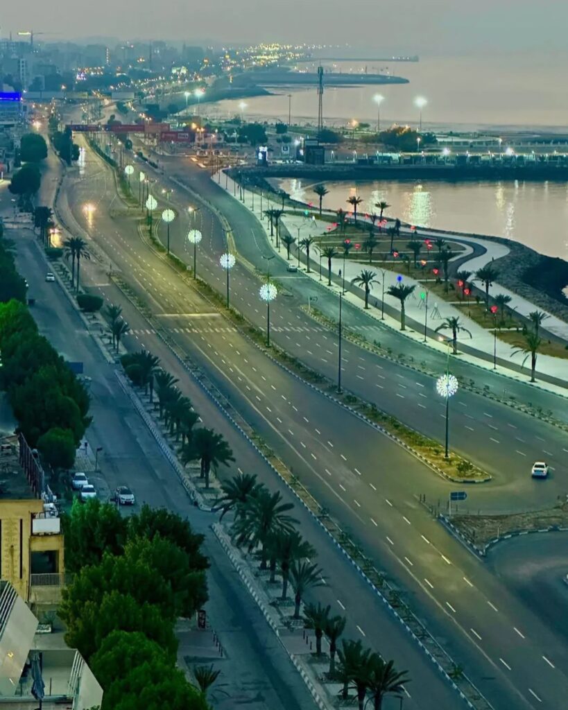 عکس غروب بلوار ساحلی بندرعباس بین پارک کیش و اسکله شهید حقانی