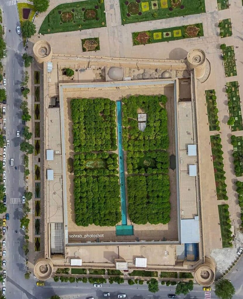 نمای هوایی از ارگ کریمخانی زند در شیراز