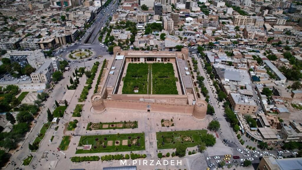 نمای هوایی از ارگ کریم‌خانی زند در شیراز